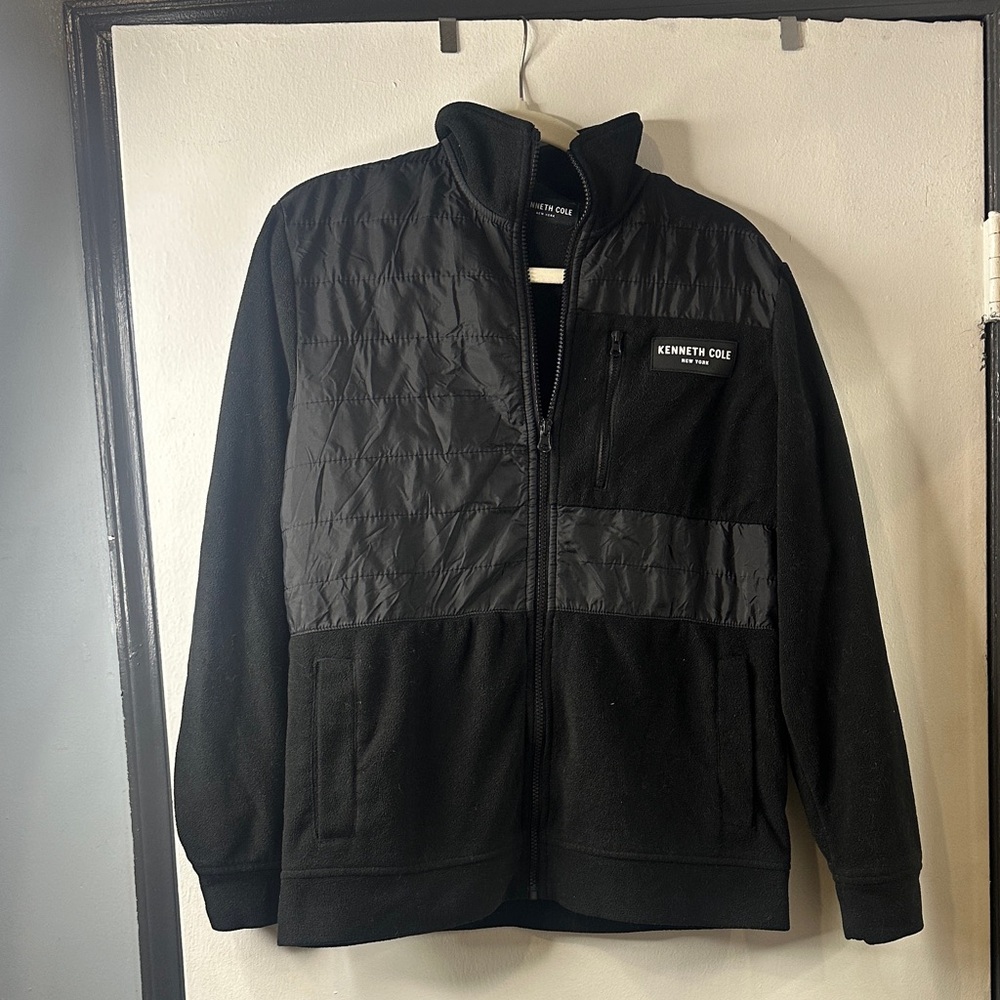 Kenneth Cole Quilted Black Fleece Jacket